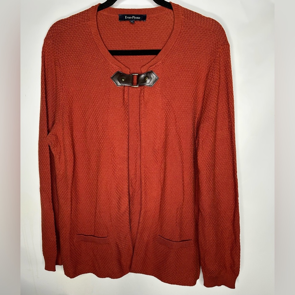Elegant Rust Sweater with Buckle Detail